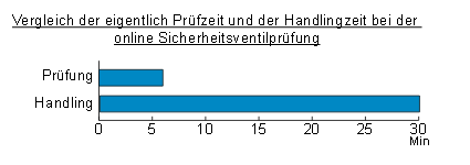 Vergleich der eigentlich Prüfzeit und der Handlingzeit bei der online Sicherheitsventilprüfung | Metrus GmbH