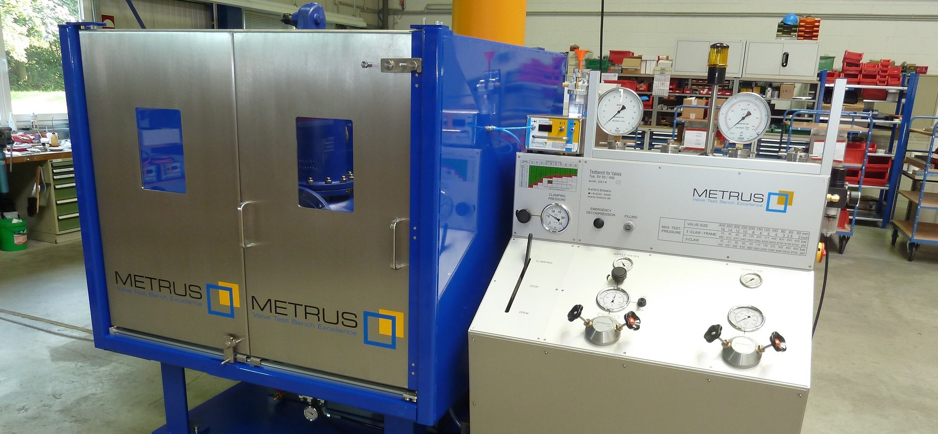 Online safety valve test (TESON III), Safety and shut-off valve test benches | Metrus GmbH